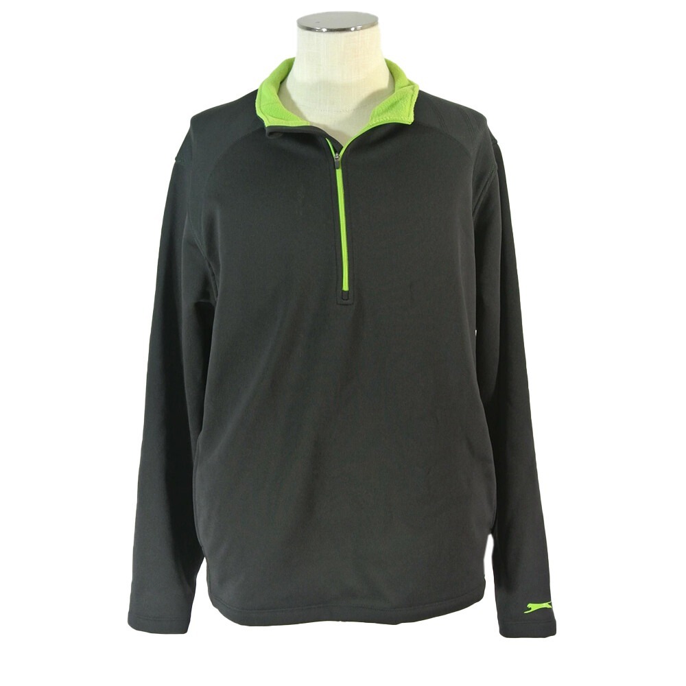 Slazenger Sweatshirt Men XL Black 1/4 Zip Fleece Pullover Activewear Sport